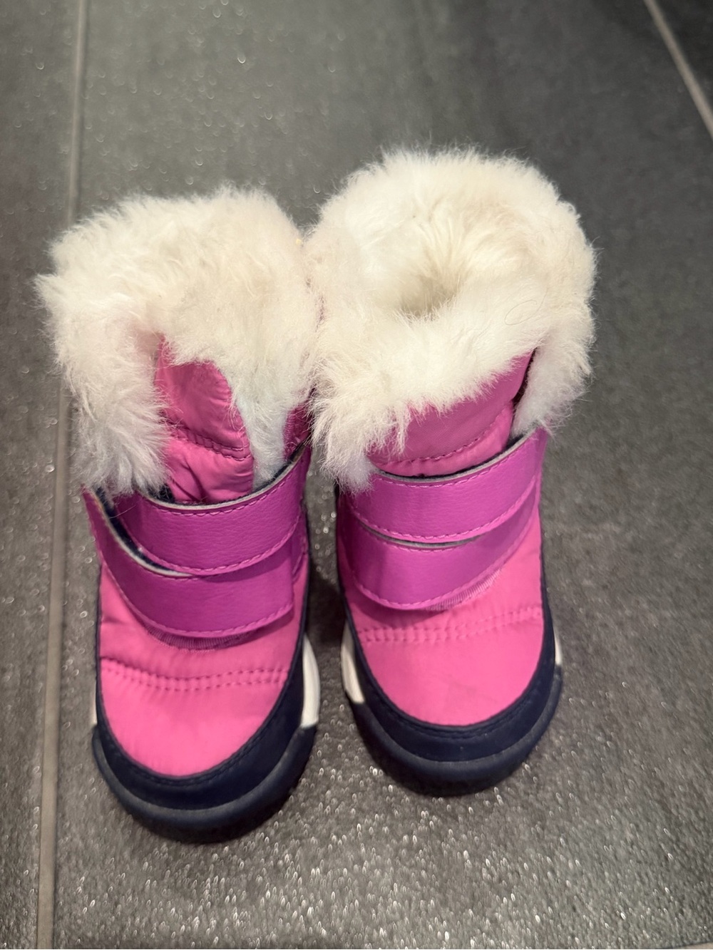 Sorel Kids Pink and White Faux Fur Winter Boots